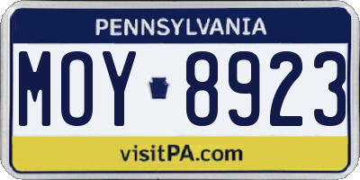 PA license plate MOY8923