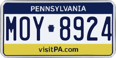 PA license plate MOY8924
