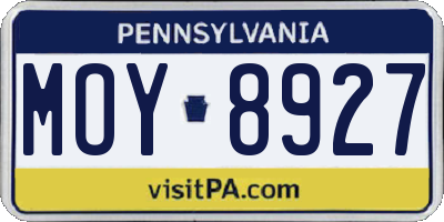 PA license plate MOY8927