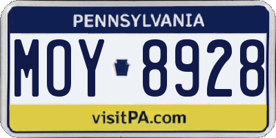 PA license plate MOY8928