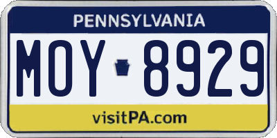 PA license plate MOY8929