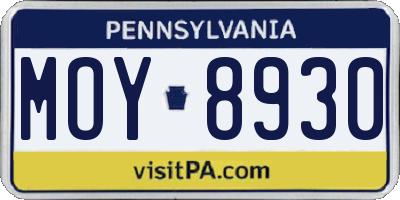 PA license plate MOY8930