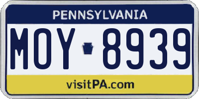 PA license plate MOY8939