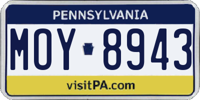 PA license plate MOY8943