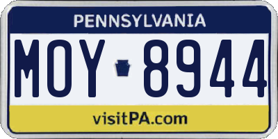 PA license plate MOY8944
