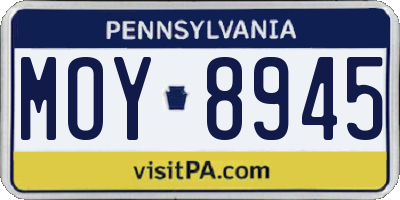 PA license plate MOY8945