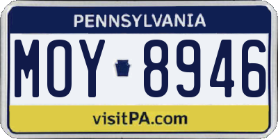 PA license plate MOY8946