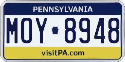 PA license plate MOY8948