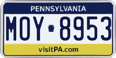 PA license plate MOY8953