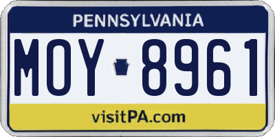 PA license plate MOY8961