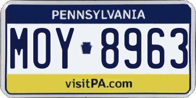 PA license plate MOY8963