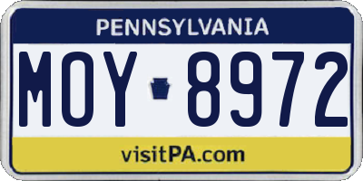 PA license plate MOY8972