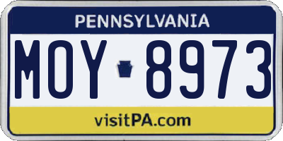PA license plate MOY8973