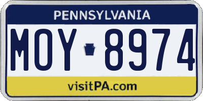 PA license plate MOY8974