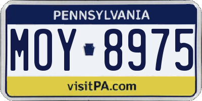 PA license plate MOY8975
