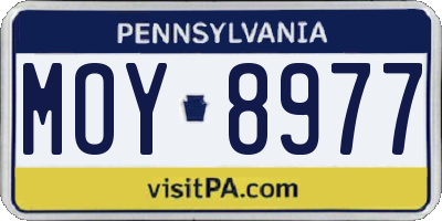 PA license plate MOY8977