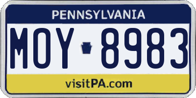 PA license plate MOY8983