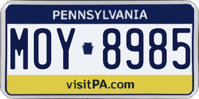 PA license plate MOY8985