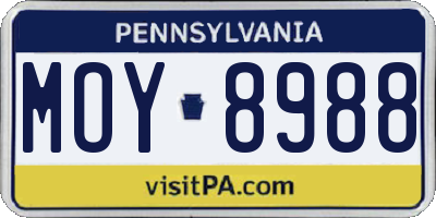 PA license plate MOY8988