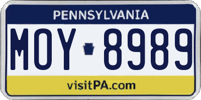 PA license plate MOY8989