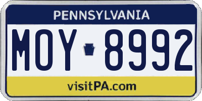 PA license plate MOY8992
