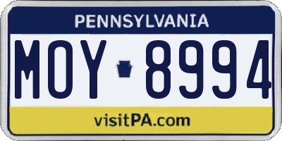 PA license plate MOY8994