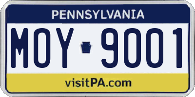 PA license plate MOY9001