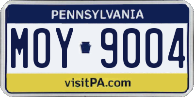 PA license plate MOY9004