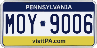 PA license plate MOY9006
