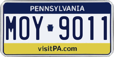 PA license plate MOY9011