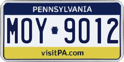 PA license plate MOY9012