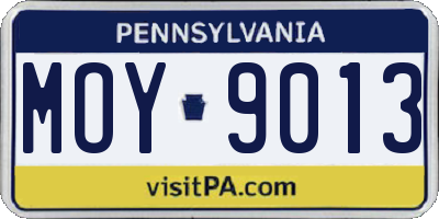 PA license plate MOY9013