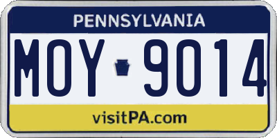 PA license plate MOY9014