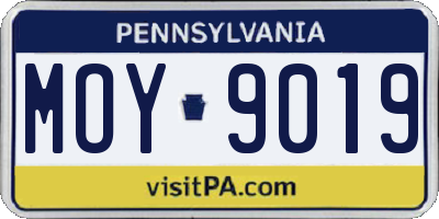 PA license plate MOY9019
