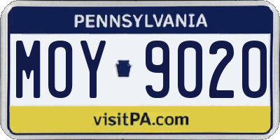 PA license plate MOY9020