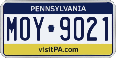 PA license plate MOY9021