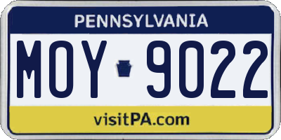 PA license plate MOY9022