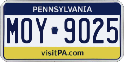 PA license plate MOY9025
