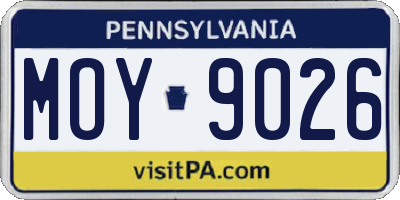 PA license plate MOY9026
