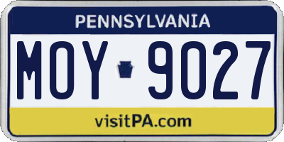 PA license plate MOY9027