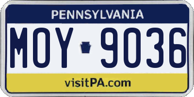 PA license plate MOY9036