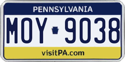 PA license plate MOY9038