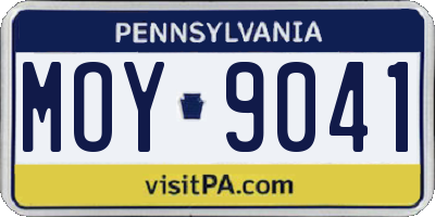 PA license plate MOY9041