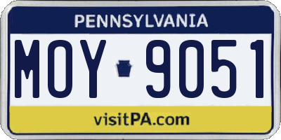 PA license plate MOY9051