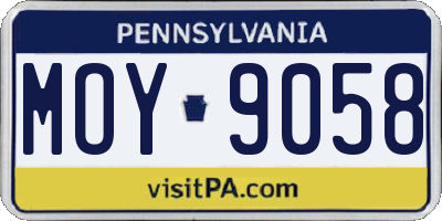 PA license plate MOY9058