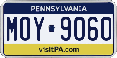 PA license plate MOY9060