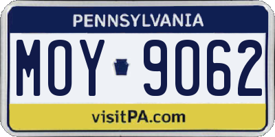 PA license plate MOY9062