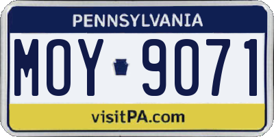 PA license plate MOY9071