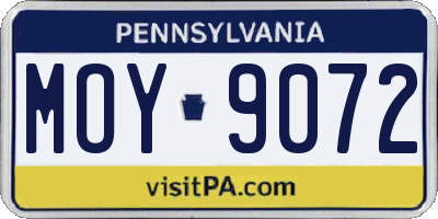 PA license plate MOY9072