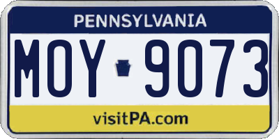 PA license plate MOY9073